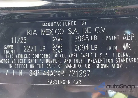 2024 Kia Forte Gt from USA, damaged, VIN 3KPF44ACXRE721297